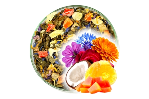 Herbata Zielona Zimowa Ceylon DANCING QUEEN (OT) (50g) ananas kokos bławatek